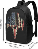 American Flag Deer Skull Backpack with USB Port
