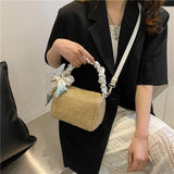 Lady's Straw Weave Handbag Small Square Bag - Spring Versatile