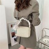 Lady's Straw Weave Handbag Small Square Bag - Spring Versatile