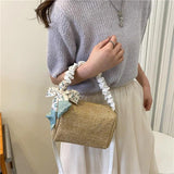 Lady's Straw Weave Handbag Small Square Bag - Spring Versatile