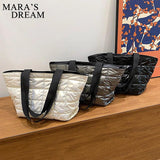 Mara's Dream Lattice Pattern Big Shoulder Space Cotton Handbag Woman