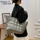 Mara's Dream Lattice Pattern Big Shoulder Space Cotton Handbag Woman