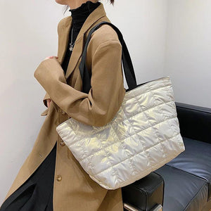 Mara's Dream Lattice Pattern Big Shoulder Space Cotton Handbag Woman
