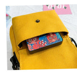 Women's Cartoon Print Canvas Handbag HipHop Girls Messenger Bag