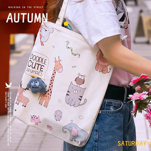 Canvas Tote Bag Handbag One Shoulder Bag Spring Tide Model Borse Bags