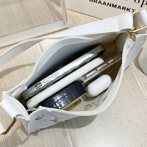 Flower Embroidered Shoulder Bag Retro Casual Totes Handbag for Women