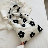 Plush Flower Shoulder Bag Women Handbag Soft Warm Girls Shopping Bag