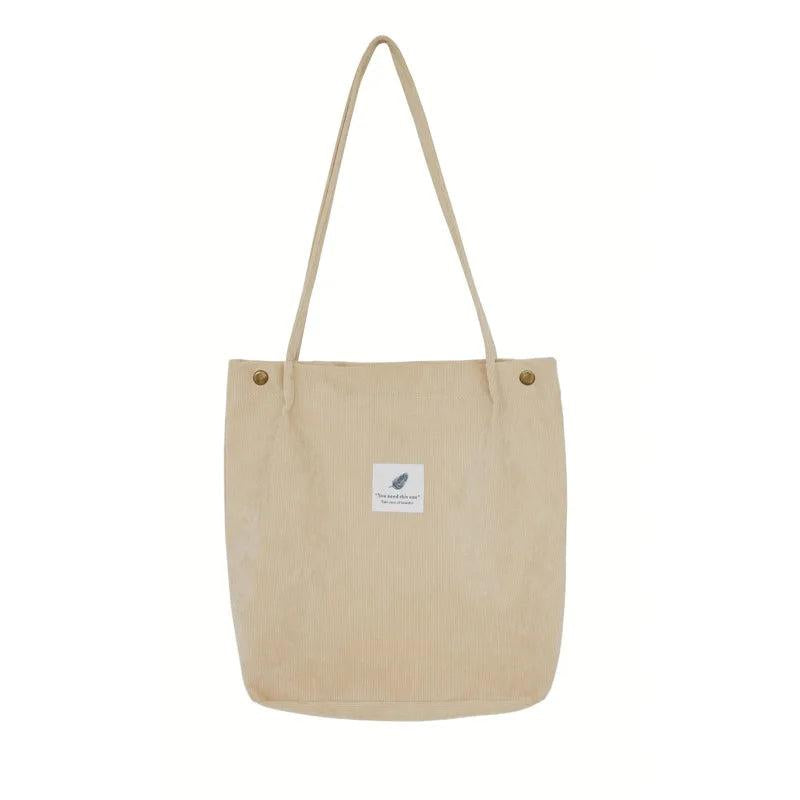 Women Corduroy Canvas Tote Handbag Female Cloth Shoulder Bags