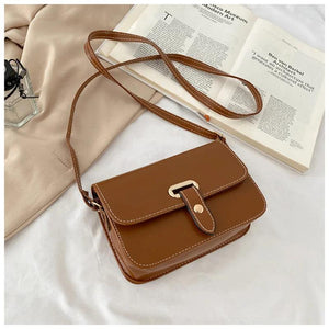 Women's PU Leather Handbag Lock Bag Retro Handbags Small Square Messenger