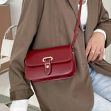 Women's PU Leather Handbag Lock Bag Retro Handbags Small Square Messenger