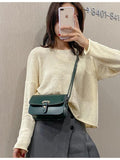 Women's PU Leather Handbag Lock Bag Retro Handbags Small Square Messenger