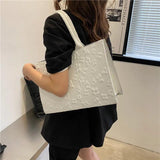 Lace Jacquard Shoulder Bag - Large Capacity Casual Tote
