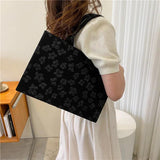 Lace Jacquard Shoulder Bag - Large Capacity Casual Tote
