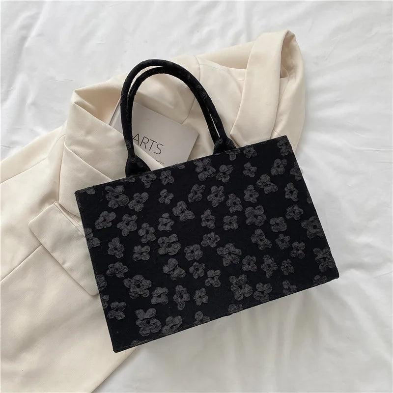 Lace Jacquard Shoulder Bag - Large Capacity Casual Tote