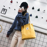 Corduroy Shoulder Bag Handbag Canvas Wild Shopping Bag For Women