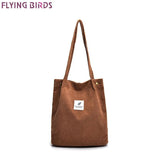 Corduroy Shoulder Bag Handbag Canvas Wild Shopping Bag For Women