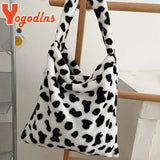 Cow Pattern Plush Shoulder Bag Women Crossbody Bag Soft Handbag