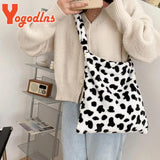 Cow Pattern Plush Shoulder Bag Women Crossbody Bag Soft Handbag