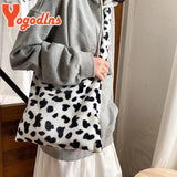 Cow Pattern Plush Shoulder Bag Women Crossbody Bag Soft Handbag