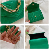 Small Flap Chain Crossbody Bag Plaid Pu Leather Handbag