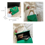 Small Flap Chain Crossbody Bag Plaid Pu Leather Handbag