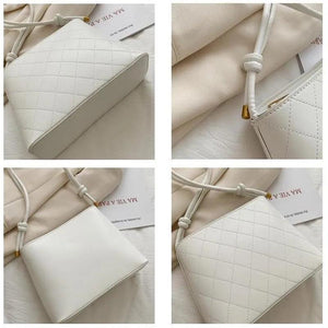 Plaid PU Leather Bucket Bag Small Square Messenger Handbag