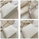 Plaid PU Leather Bucket Bag Small Square Messenger Handbag