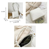 Plaid PU Leather Bucket Bag Small Square Messenger Handbag