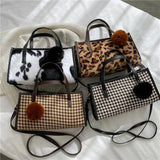 Vintage Plaid Women's Tote Bag Autumn Winter Female Crossbody Shoulder Handbag
