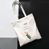 Women's Canvas Shoulder Bag Flowers Printing Shopping Eco Reusable Tote Handbag