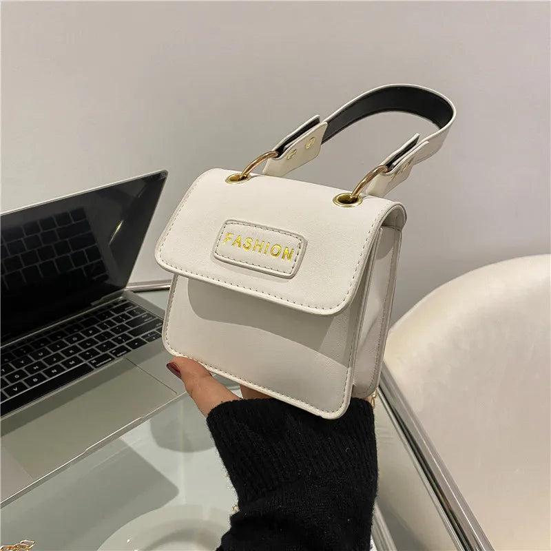 Women's Leather Square Crossbody Bag with Flap Cover