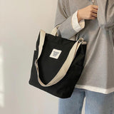 Letter Printing Canvas Shoulder Bag Zipper Women Messenger Handbag