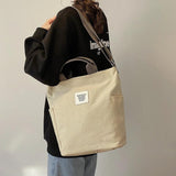 Letter Printing Canvas Shoulder Bag Zipper Women Messenger Handbag