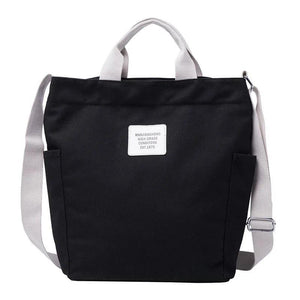Letter Printing Canvas Shoulder Bag Zipper Women Messenger Handbag