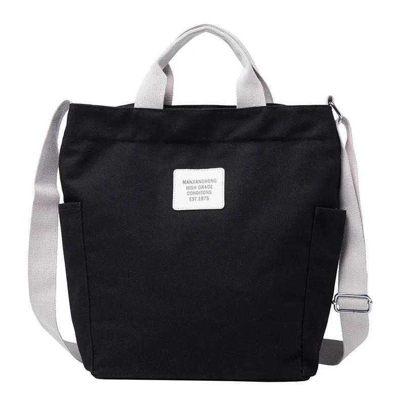 Letter Printing Canvas Shoulder Bag Zipper Women Messenger Handbag