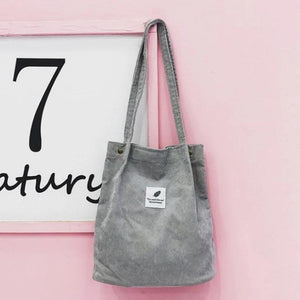 Corduroy Shoulder Bag Reusable Shopping Tote #LAHXZ-153