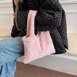 Soft Fluffy Plush Portable Bag Women Faux Fur Autumn Shoulder Clutch Handbags