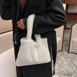 Soft Fluffy Plush Portable Bag Women Faux Fur Autumn Shoulder Clutch Handbags