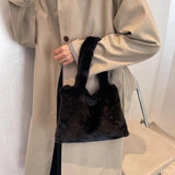 Soft Fluffy Plush Portable Bag Women Faux Fur Autumn Shoulder Clutch Handbags