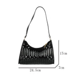 Retro Embroidery Thread Women Handbag PU Leather Underarm Shoulder Bags