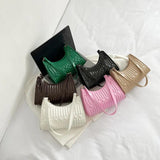 Retro Embroidery Thread Women Handbag PU Leather Underarm Shoulder Bags