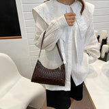 Retro Embroidery Thread Women Handbag PU Leather Underarm Shoulder Bags