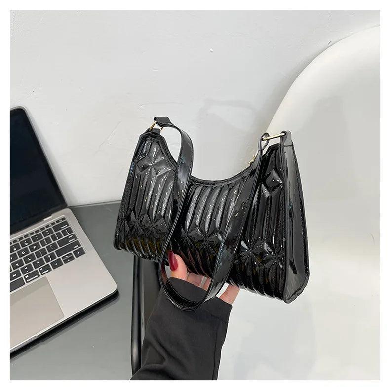 Retro Embroidery Thread Women Handbag PU Leather Underarm Shoulder Bags