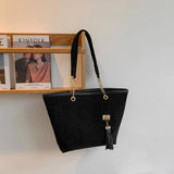 Corduroy Large Capacity Tote Bag for Women Handbag Chain Pouch