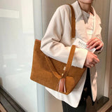Corduroy Large Capacity Tote Bag for Women Handbag Chain Pouch