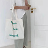 Canvas Shoulder Bag for Girls Large Capacity Shopper Handbag
