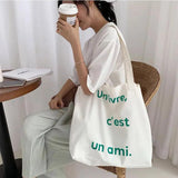 Canvas Shoulder Bag for Girls Large Capacity Shopper Handbag