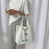 Canvas Shoulder Bag for Girls Large Capacity Shopper Handbag