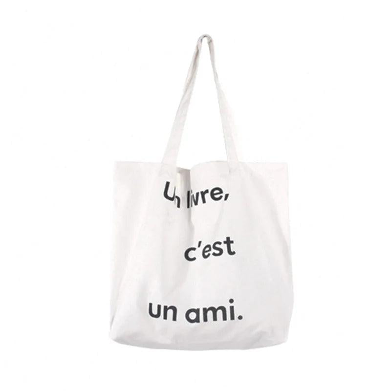 Canvas Shoulder Bag for Girls Large Capacity Shopper Handbag