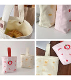 Portable Women Canvas Lunch Bag Lovely Bear Ladies Small Daily Clutch Purse Hand